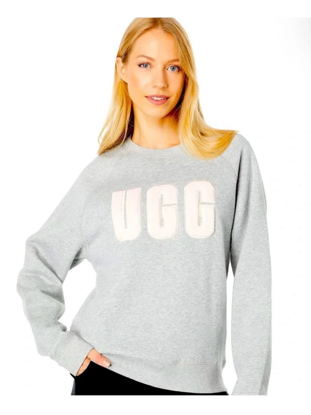 UGG Gray Crewneck Sweatshirt with Light Pink Logo